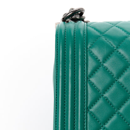 Chanel Lambskin Quilted Medium Boy Flap Green 12 of 13