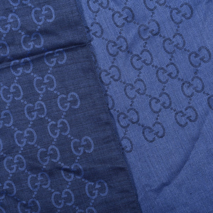 Gucci Wool Silk GG Monogram GGNat Scarf Blue 3 of 5