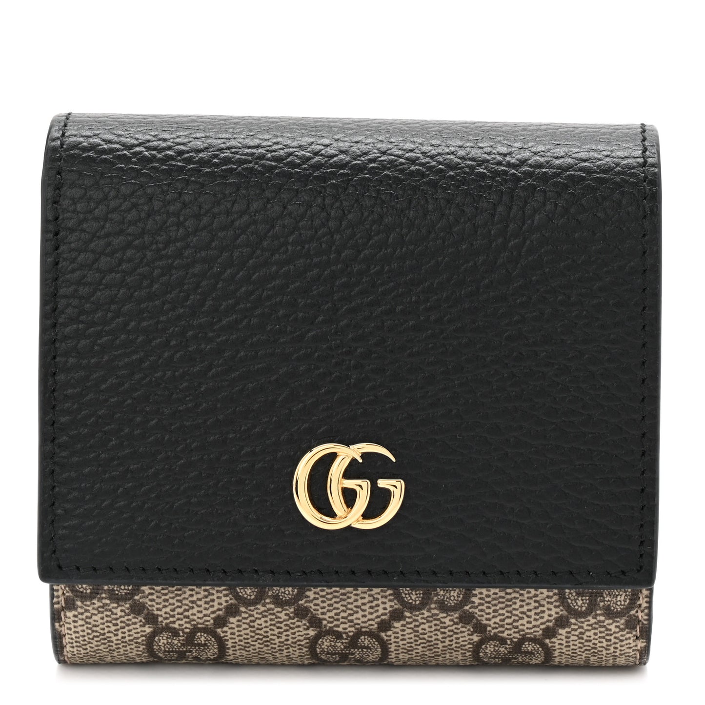 Dollar Calfskin GG Supreme Monogram Medium GG Marmont Wallet Black Beige Ebony