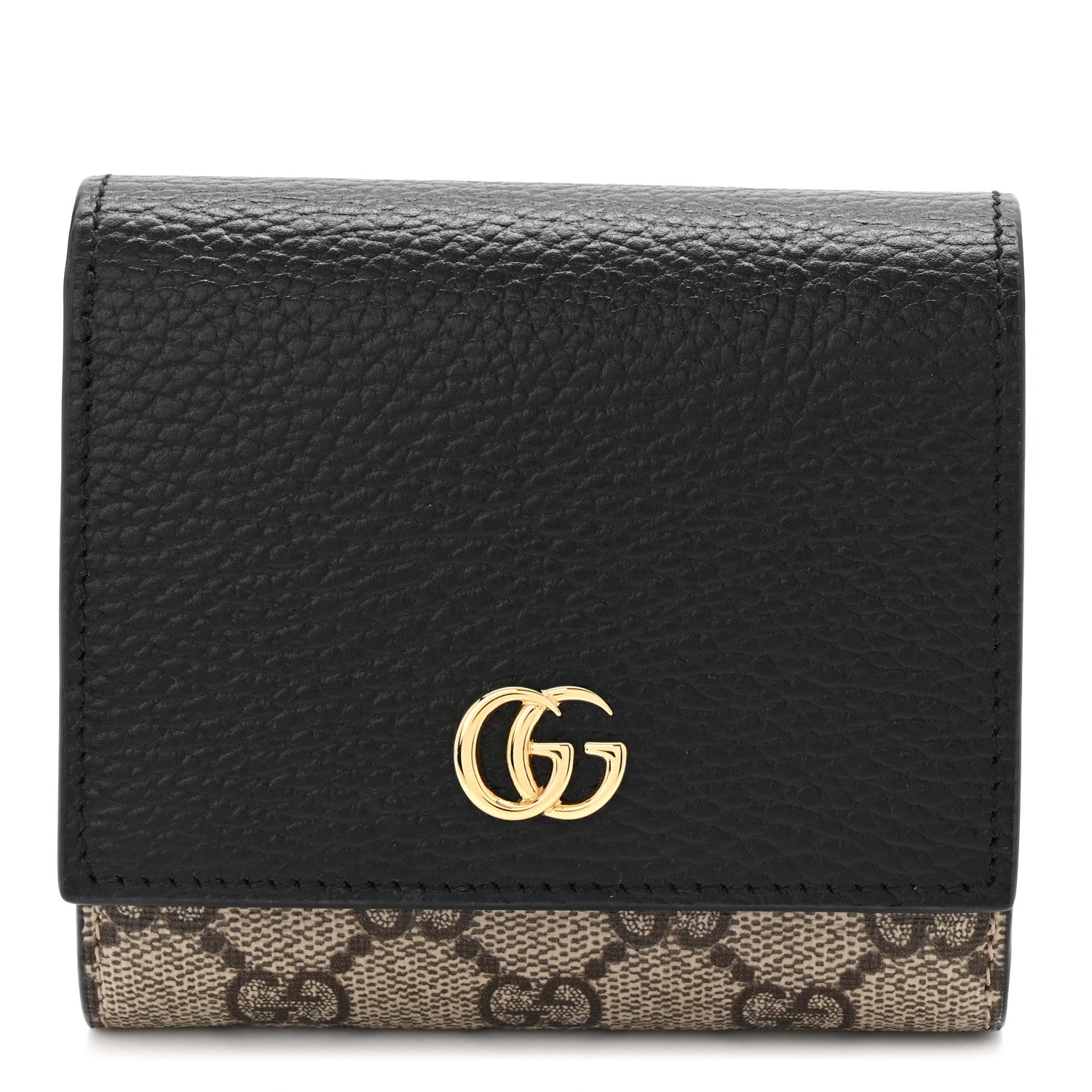 Gucci Dollar Calfskin GG Supreme Monogram Medium GG Marmont Wallet Black Beige Ebony 1 of 8