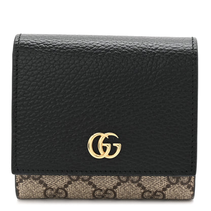 Gucci Dollar Calfskin GG Supreme Monogram Medium GG Marmont Wallet Black Beige Ebony 1 of 8