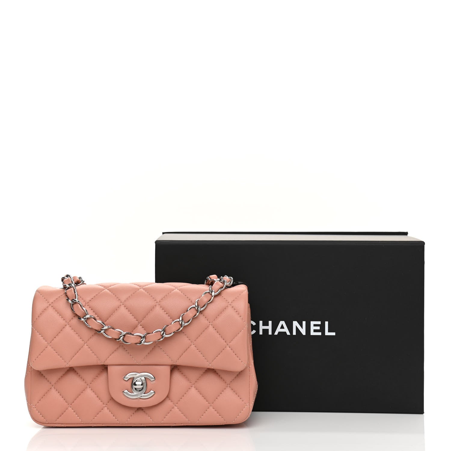 Chanel Lambskin Quilted Mini Rectangular Flap Dark Pink 11 of 11