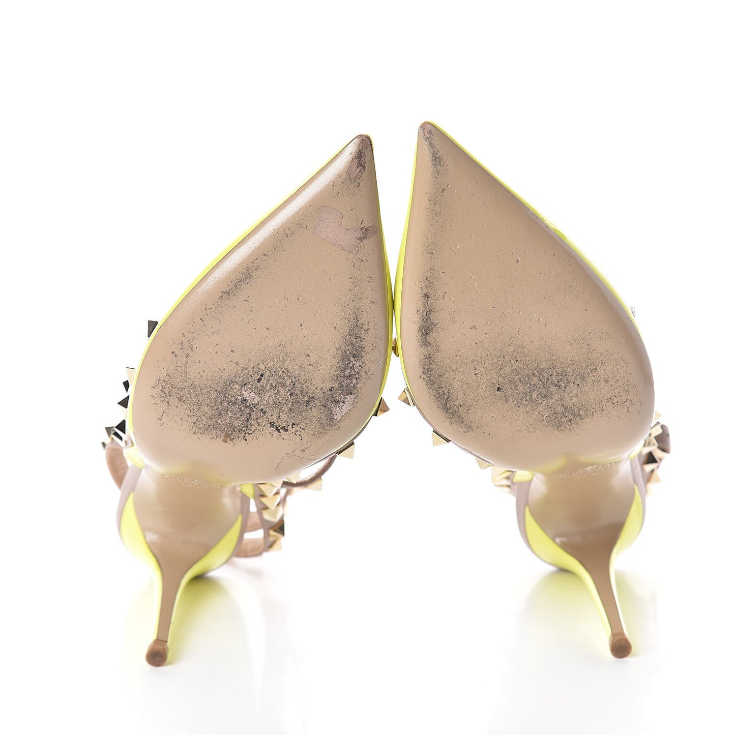 Patent Nappa Rockstud Ankle Strap 100mm Pumps 37.5 Yellow Fluo Poudre