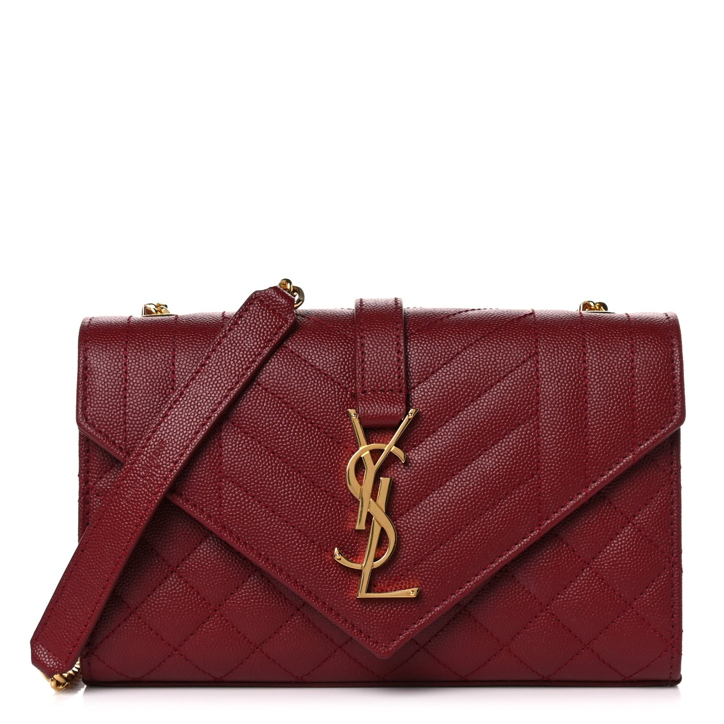 Grain De Poudre Textured Mixed Matelasse Triquilt Small Monogram Satchel Red