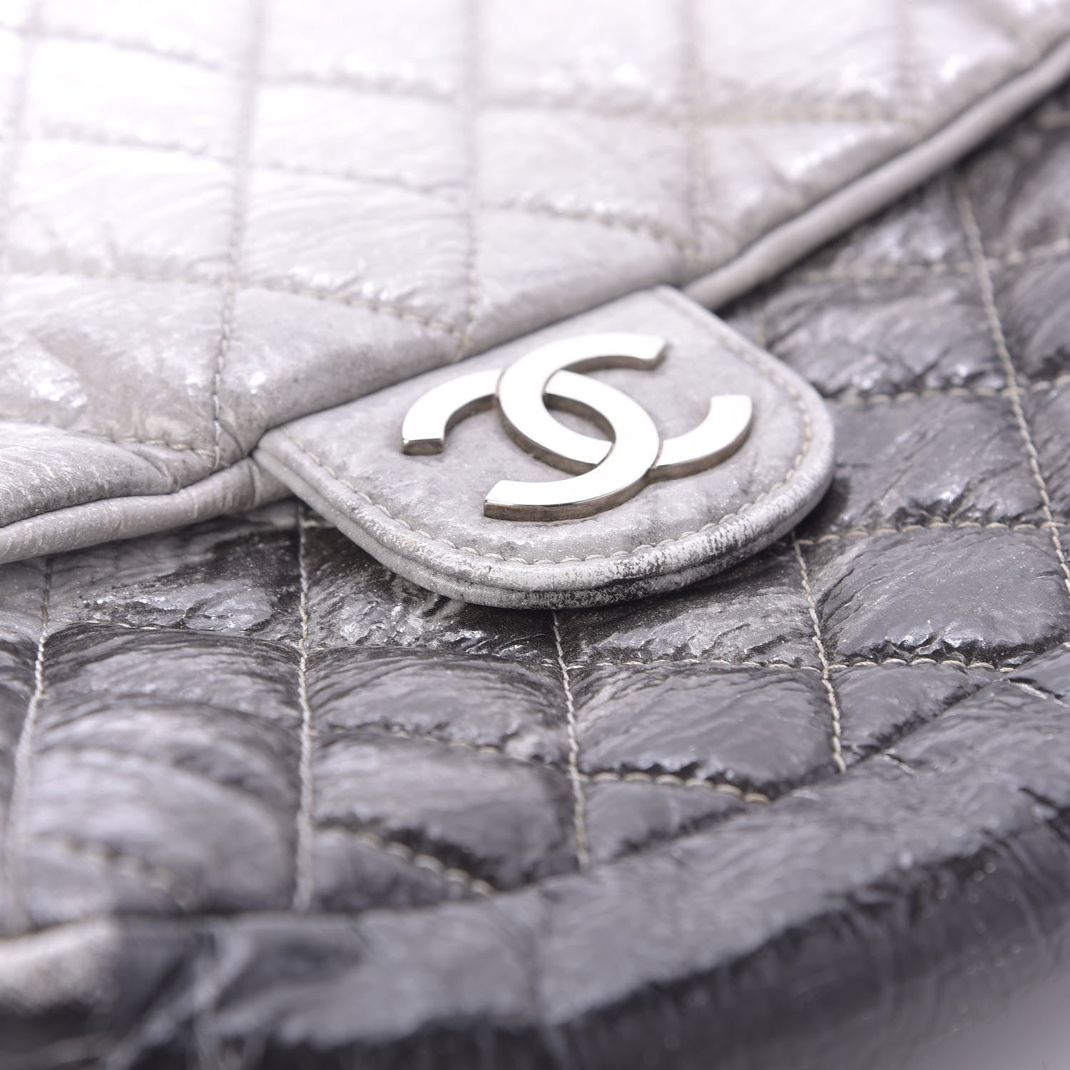 Chanel Vinyl Quilted Jumbo Melrose Degrade Flap Black 12 of 15