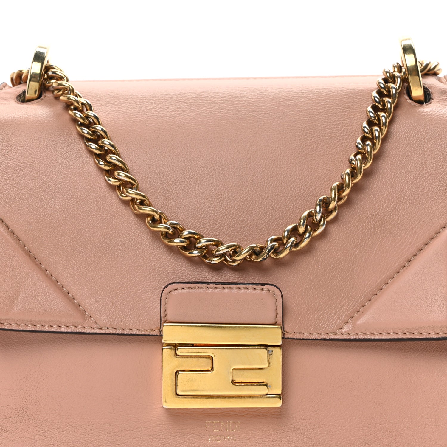 Fendi Vitello Grace Matte Small Kan U Shoulder Bag Rosa Bourbon 7 of 9