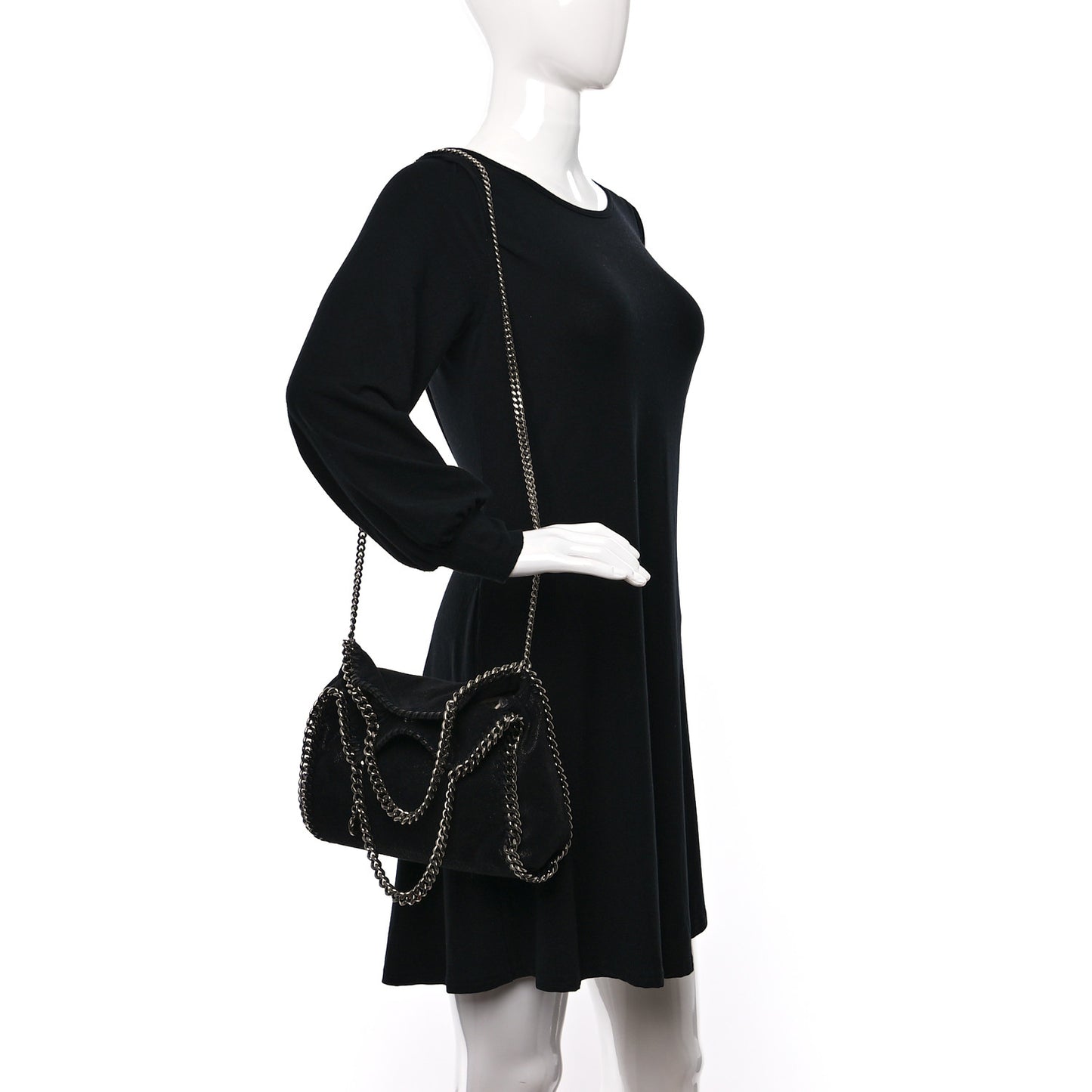 Shaggy Deer Mini Falabella Fold Over Tote Black