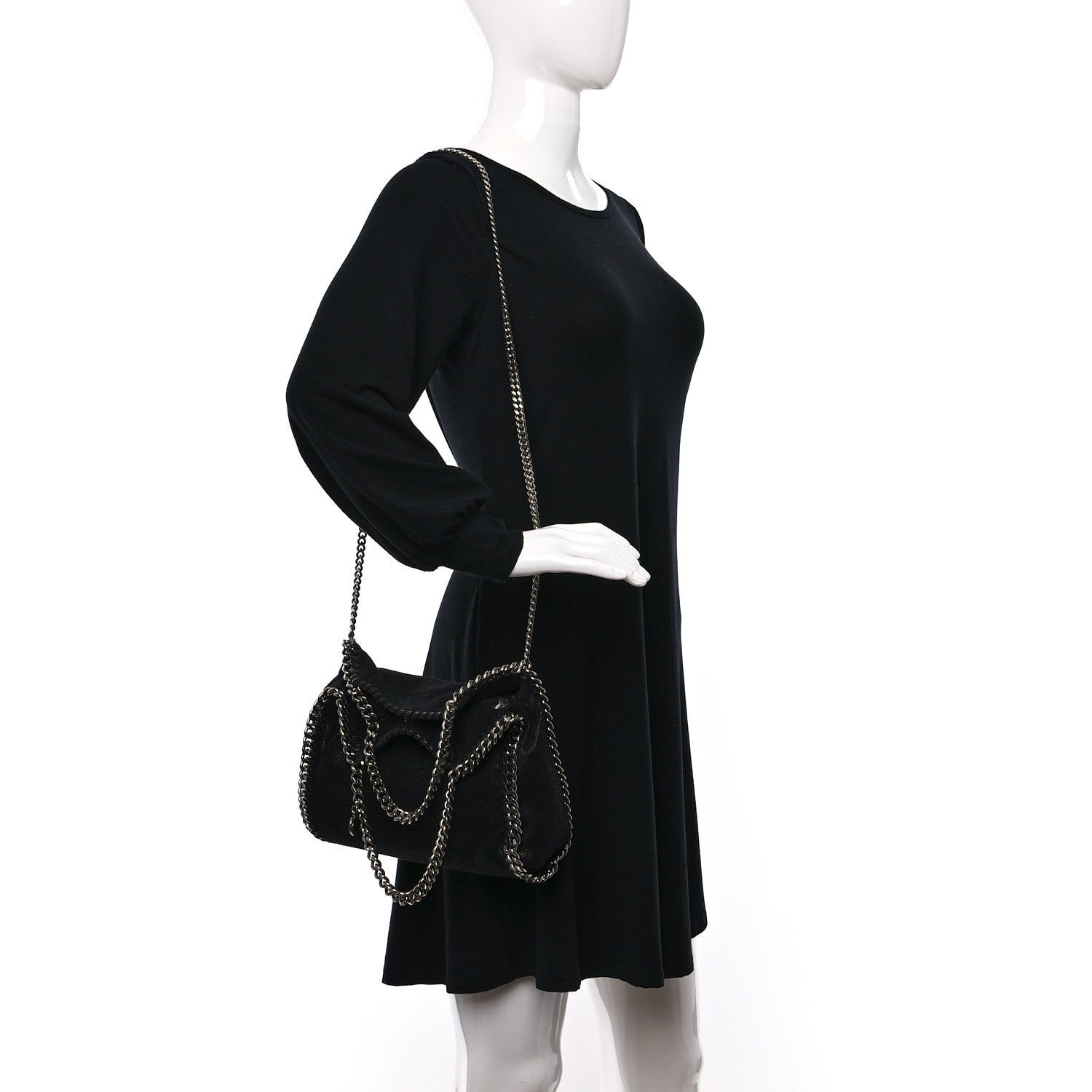 Stella McCartney Shaggy Deer Mini Falabella Fold Over Tote Black 2 of 8