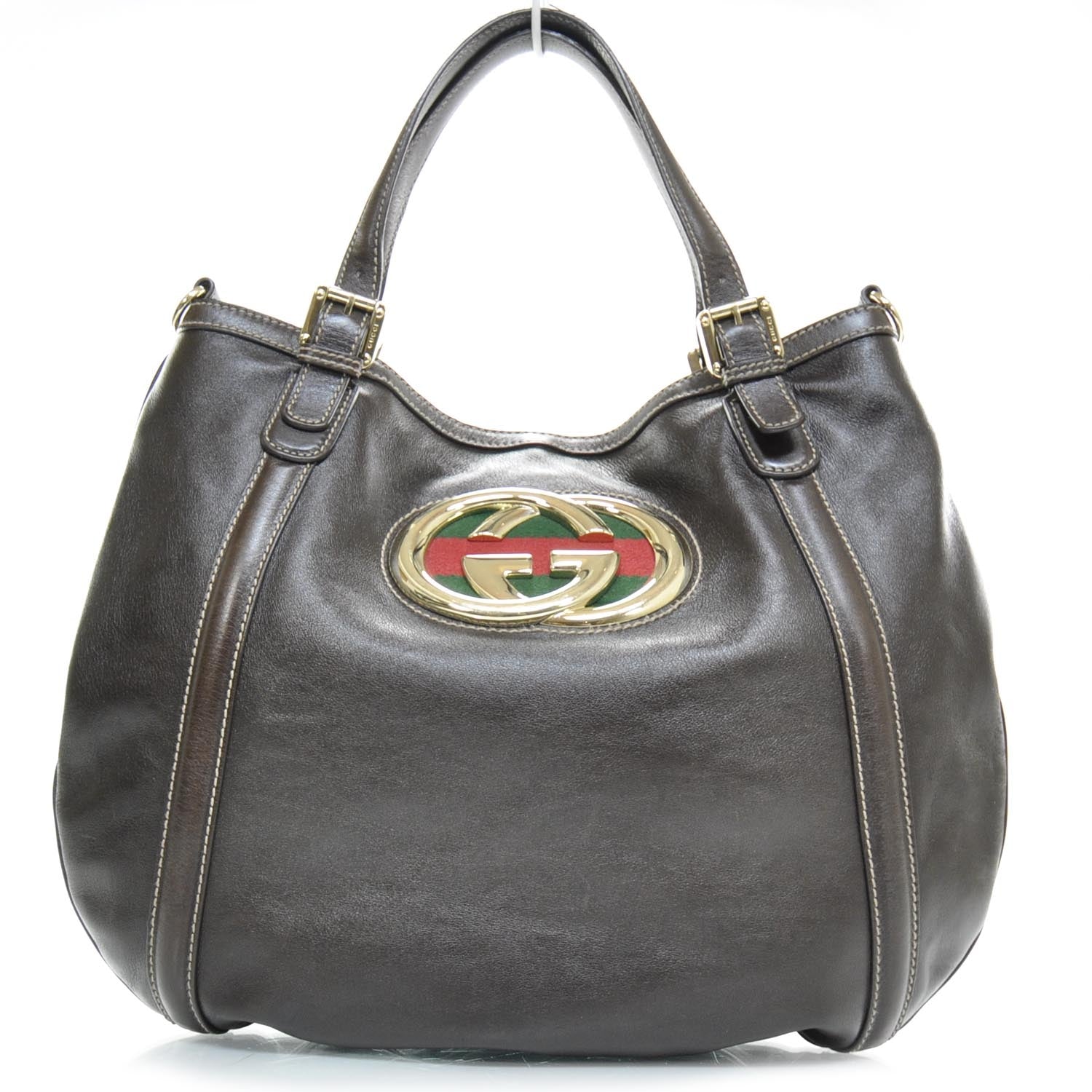 Gucci Leather Medium Britt Bag Dark Brown 1 of 11