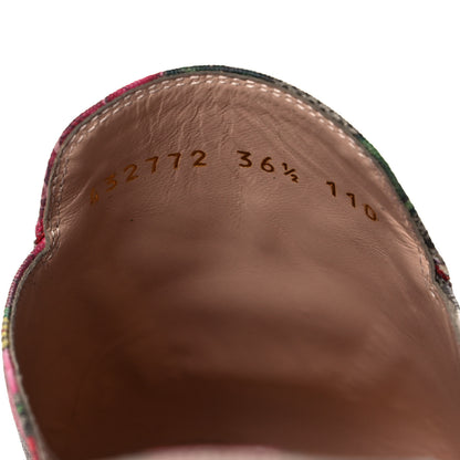 Gucci GG Supreme Monogram Flora Womens Princetown Slippers 36.5 Beige Ebony Multicolor Rosso 8 of 9