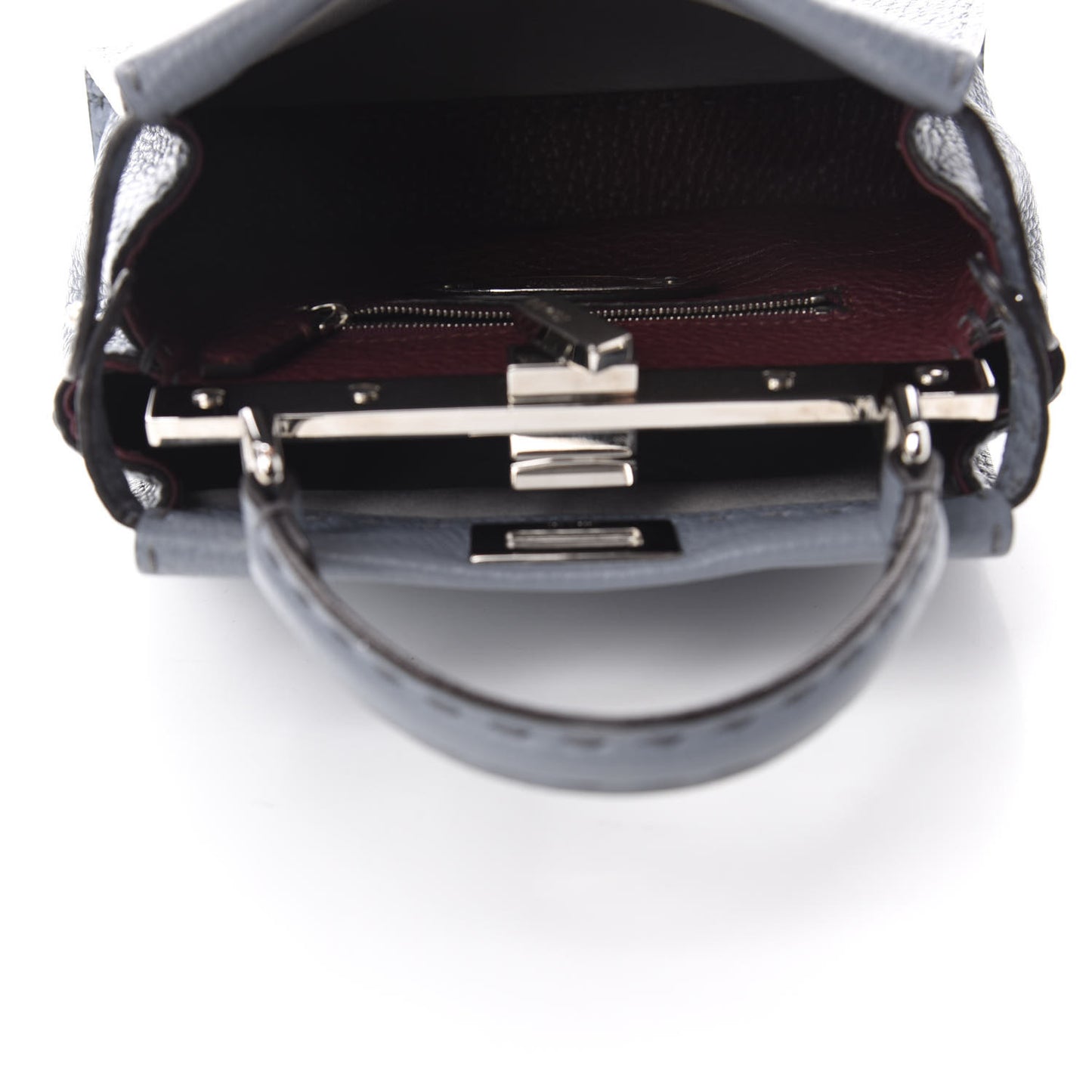 Calfskin Romano Selleria Bi-Color Mini Peekaboo Iconic Satchel Tempesta Bordeaux