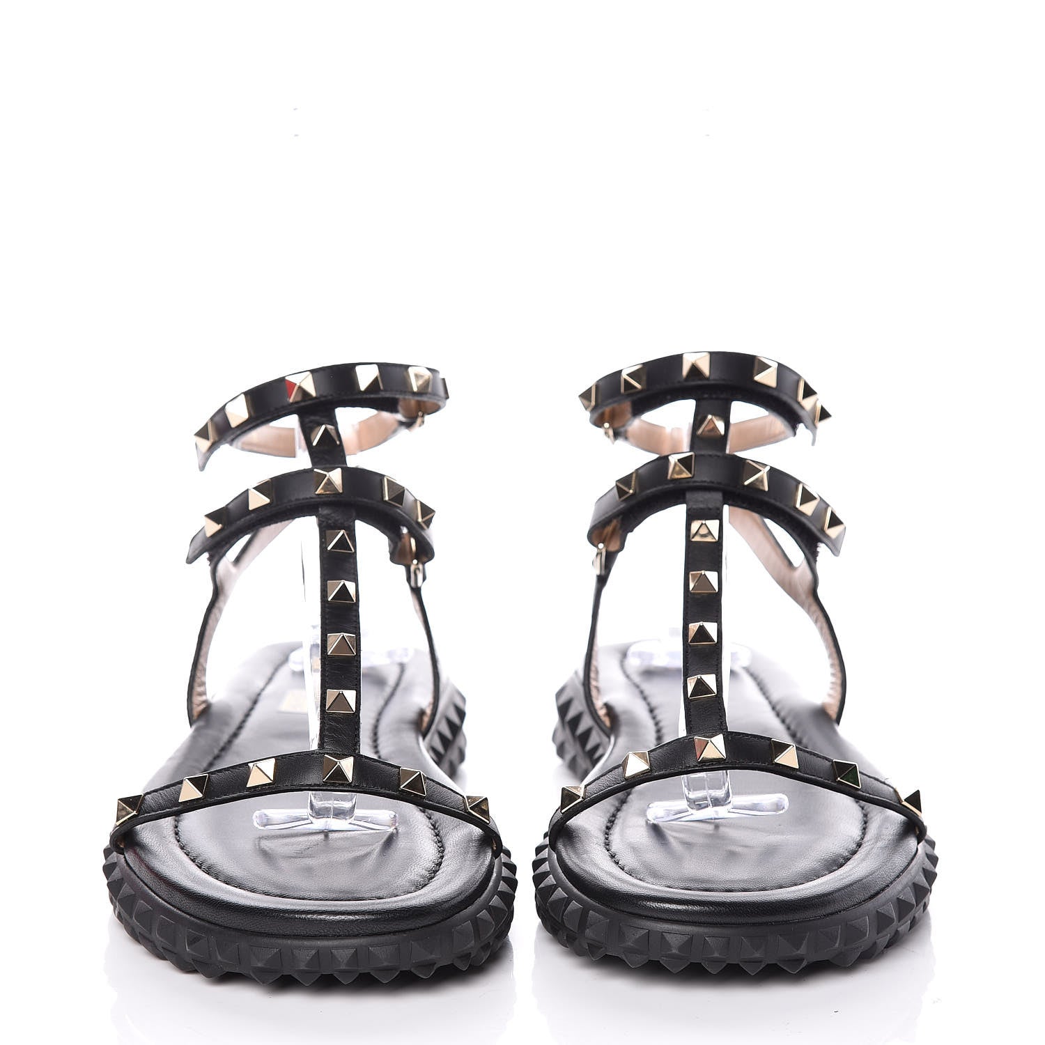 Valentino Garavani Calfskin Rockstud Gladiator Sandals 39 Black 2 of 9