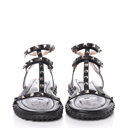 Valentino Garavani Calfskin Rockstud Gladiator Sandals 39 Black 2 of 9