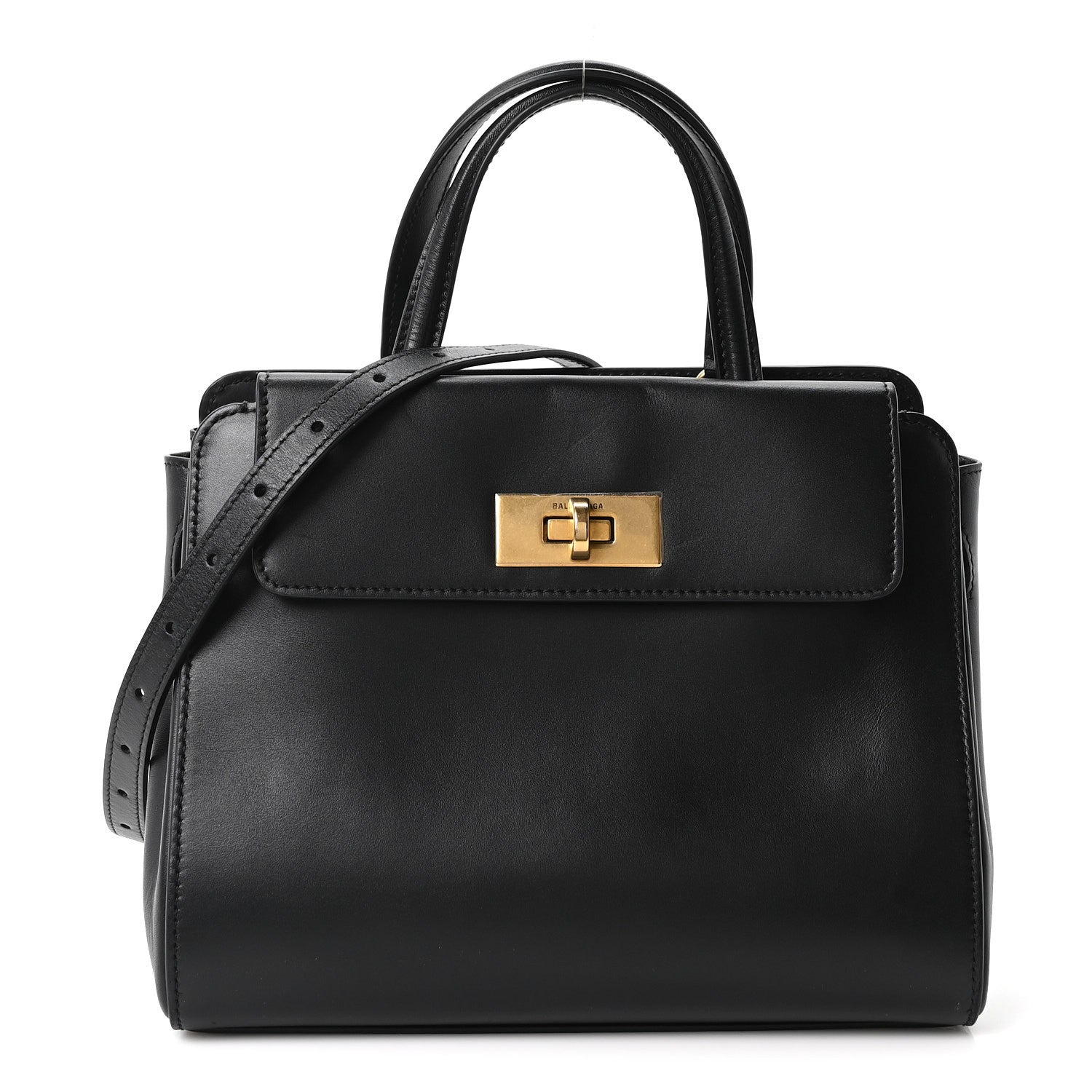 Balenciaga Shiny Box Calfskin Small Money Tote Black 1 of 8