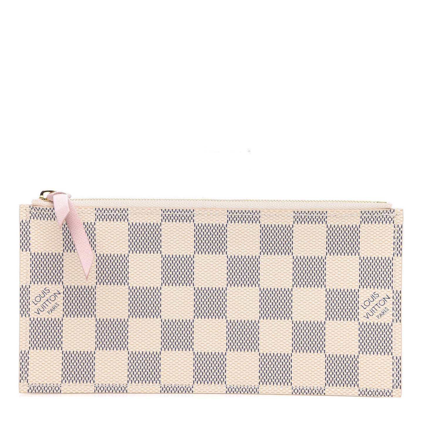 Damier Azur Felicie Chain Wallet Zippered Insert Rose Ballerine
