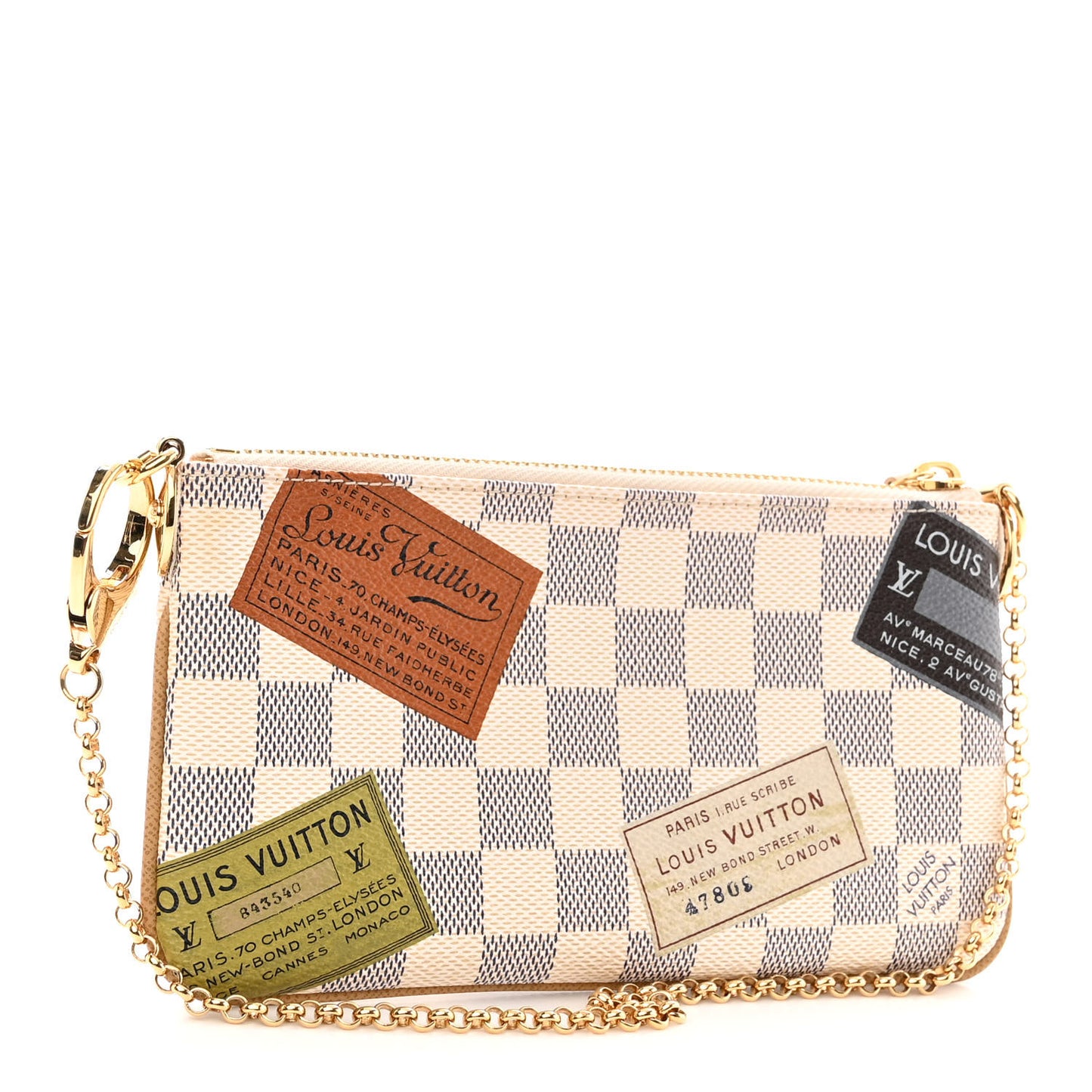 Damier Azur Trunks Labels Pochette Milla MM