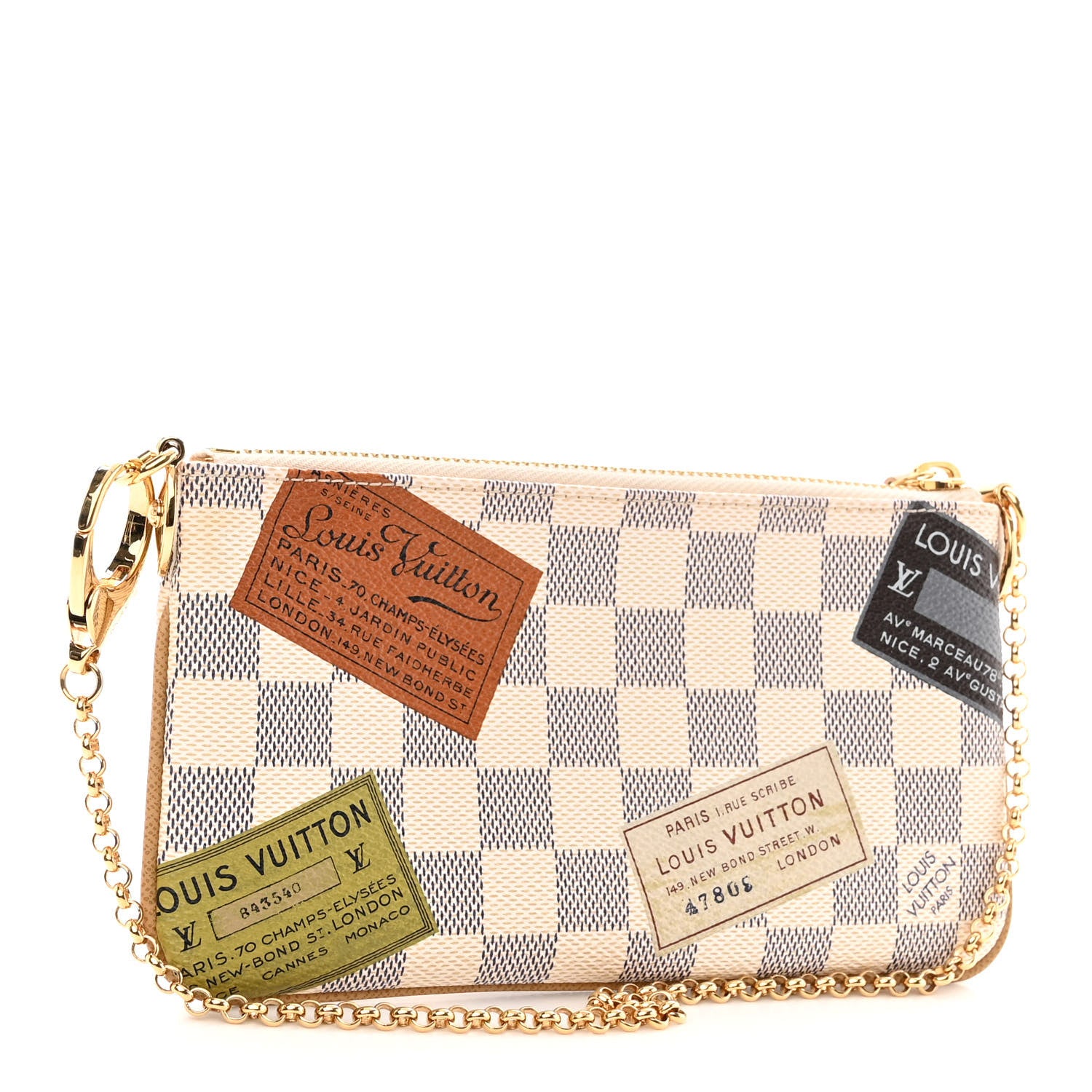 Louis Vuitton Damier Azur Trunks Labels Pochette Milla MM 3 of 9