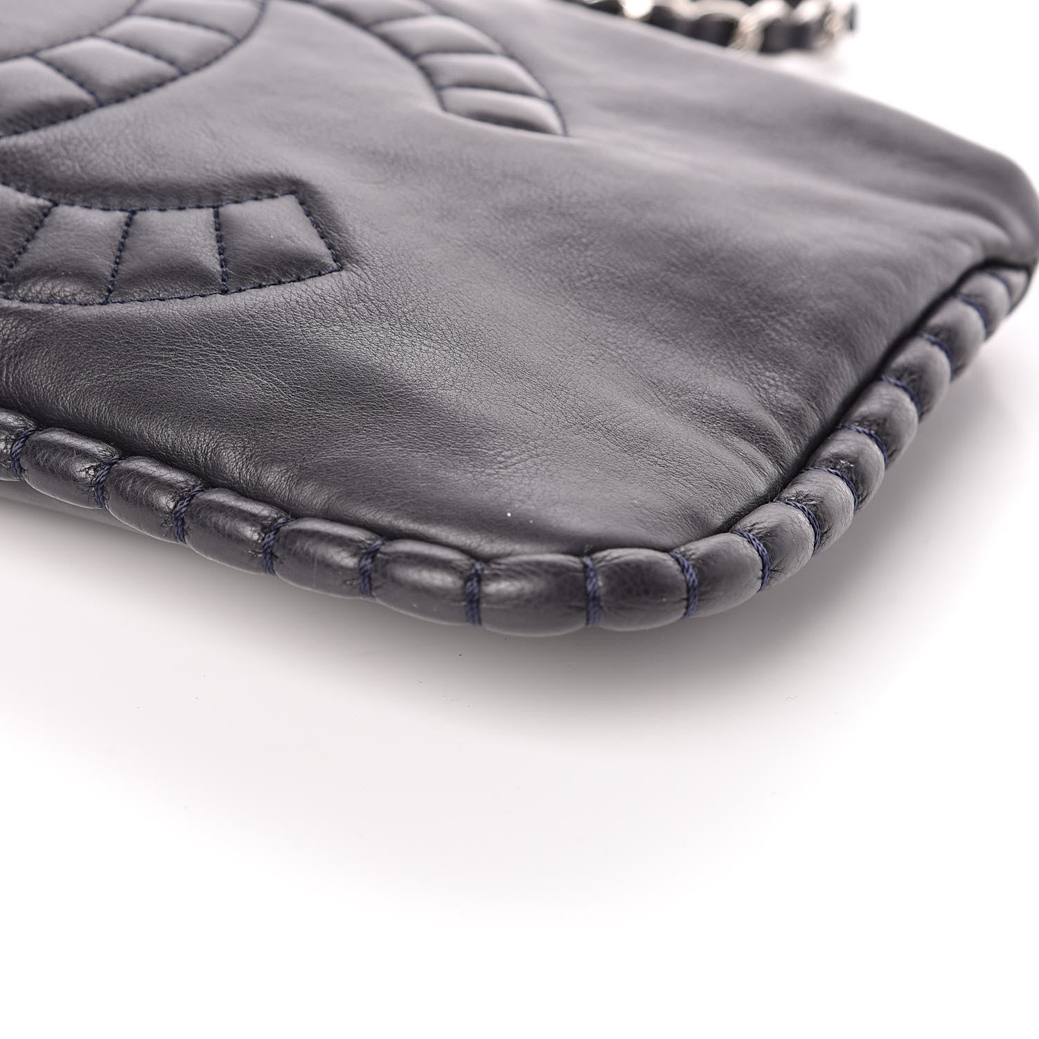 Chanel Calfskin On the Bund Pochette Dark Navy Blue 9 of 10