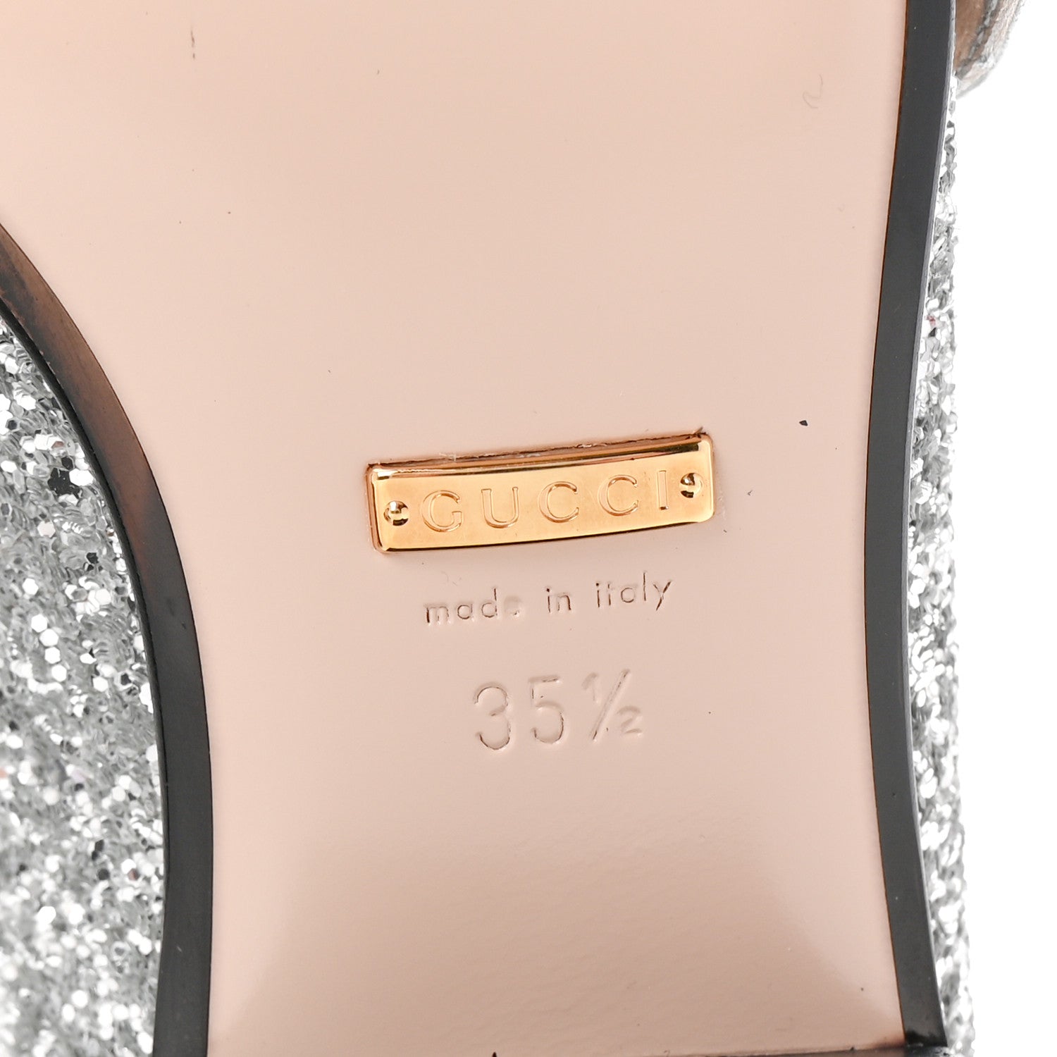 Gucci Glitter Web Peyton Loafers 35.5 Silver 7 of 9