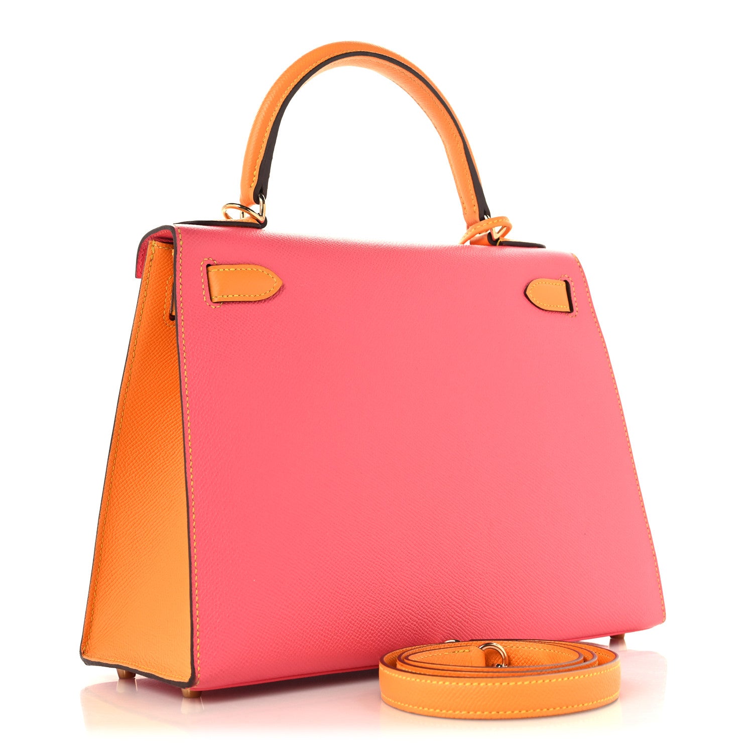 Hermes Epsom Horseshoe Kelly Sellier 28  Rose Azalee Jaune D'or 3 of 10