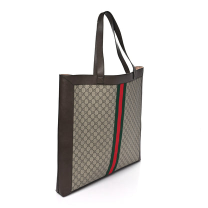 Gucci GG Supreme Monogram Ayers Web Large DIY Ophidia Vertical Shopping Tote Brown 4 of 11