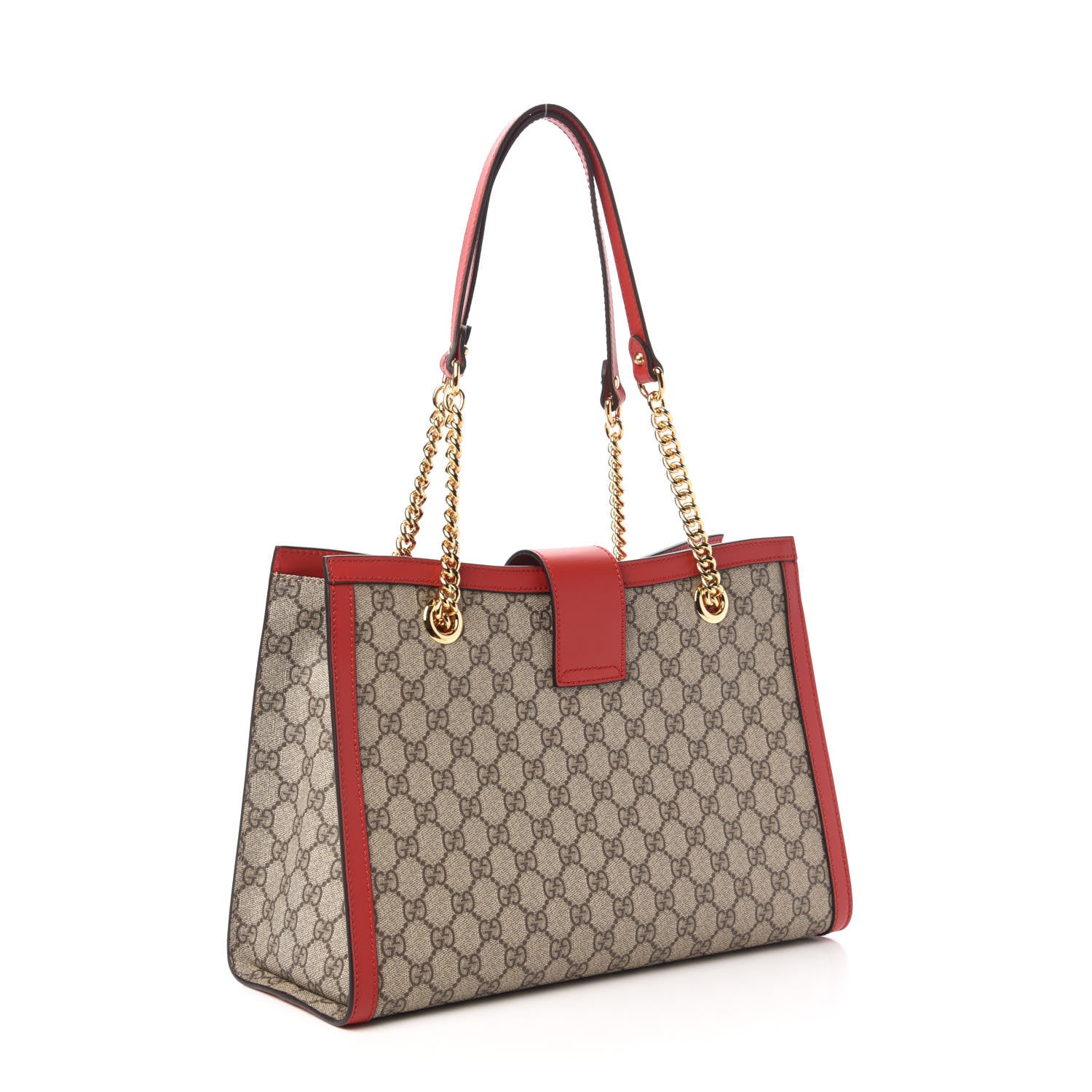 Gucci GG Supreme Monogram Medium Padlock Tote Hibiscus Red 3 of 10