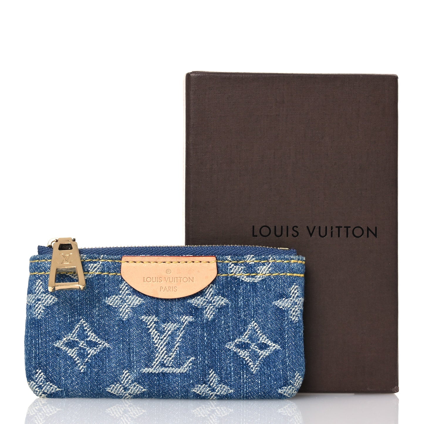 Monogram Denim Key Pouch Denim Blue