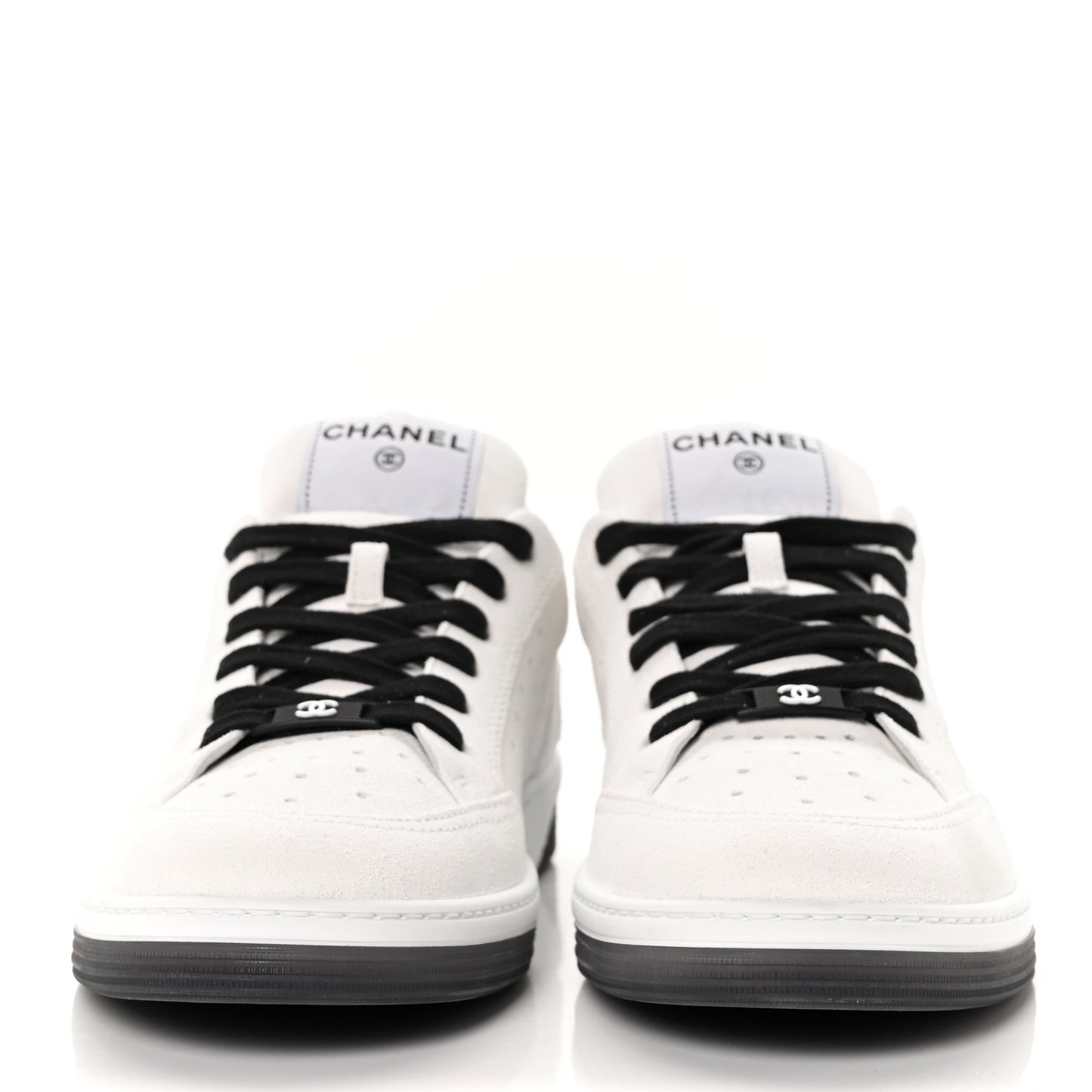 Calfskin Mens Logo Sneakers 42 Black White