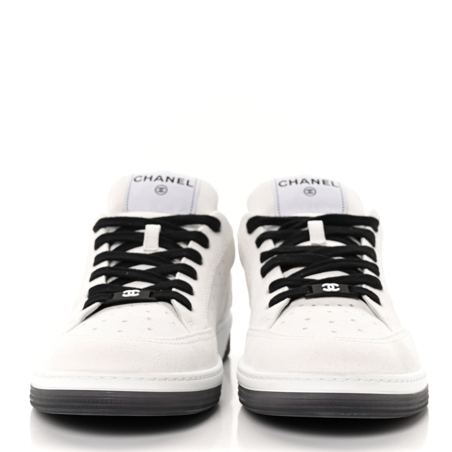 Chanel Calfskin Mens Logo Sneakers 42 Black White 2 of 9