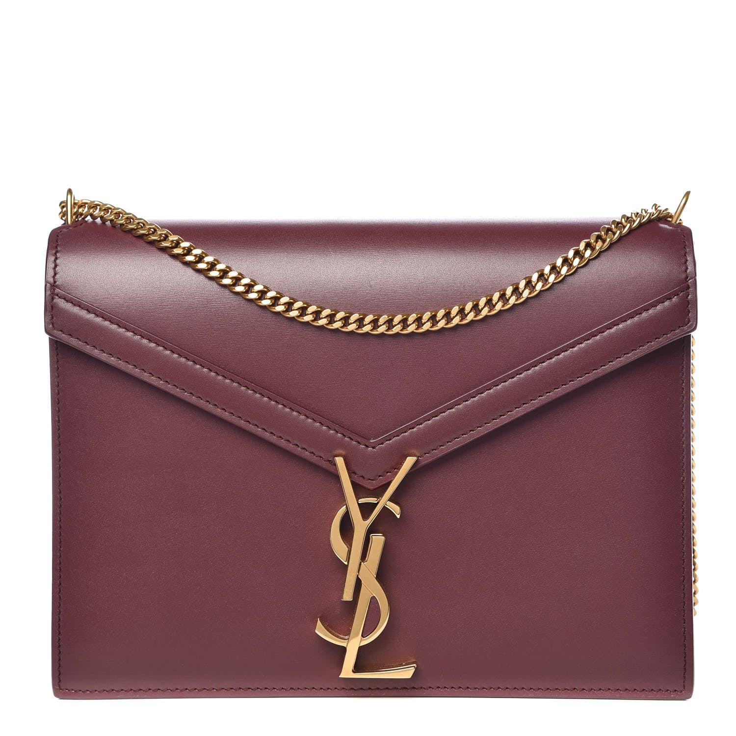 Saint Laurent Smooth Calfskin Monogram Cassandra Clasp Bag Rouge Legion 1 of 10