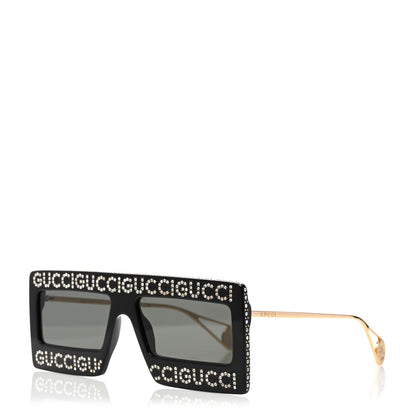 Gucci Acetate Crystal Mask-Frame Sunglasses GG0431S Black 1 of 8