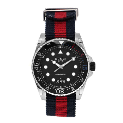 Gucci Stainless Steel Nylon 45mm Dive Quartz Watch Black 1 of 5