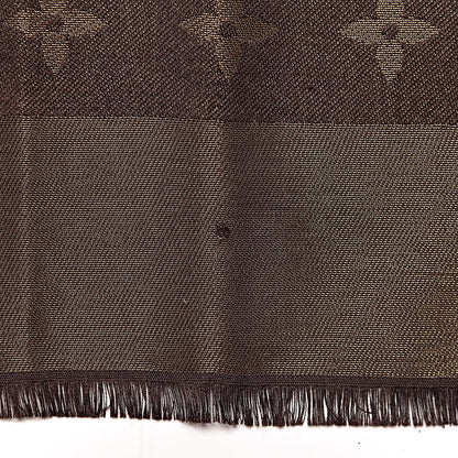 Louis Vuitton Silk Lurex Wool Monogram Shine Shawl Brown 7 of 7