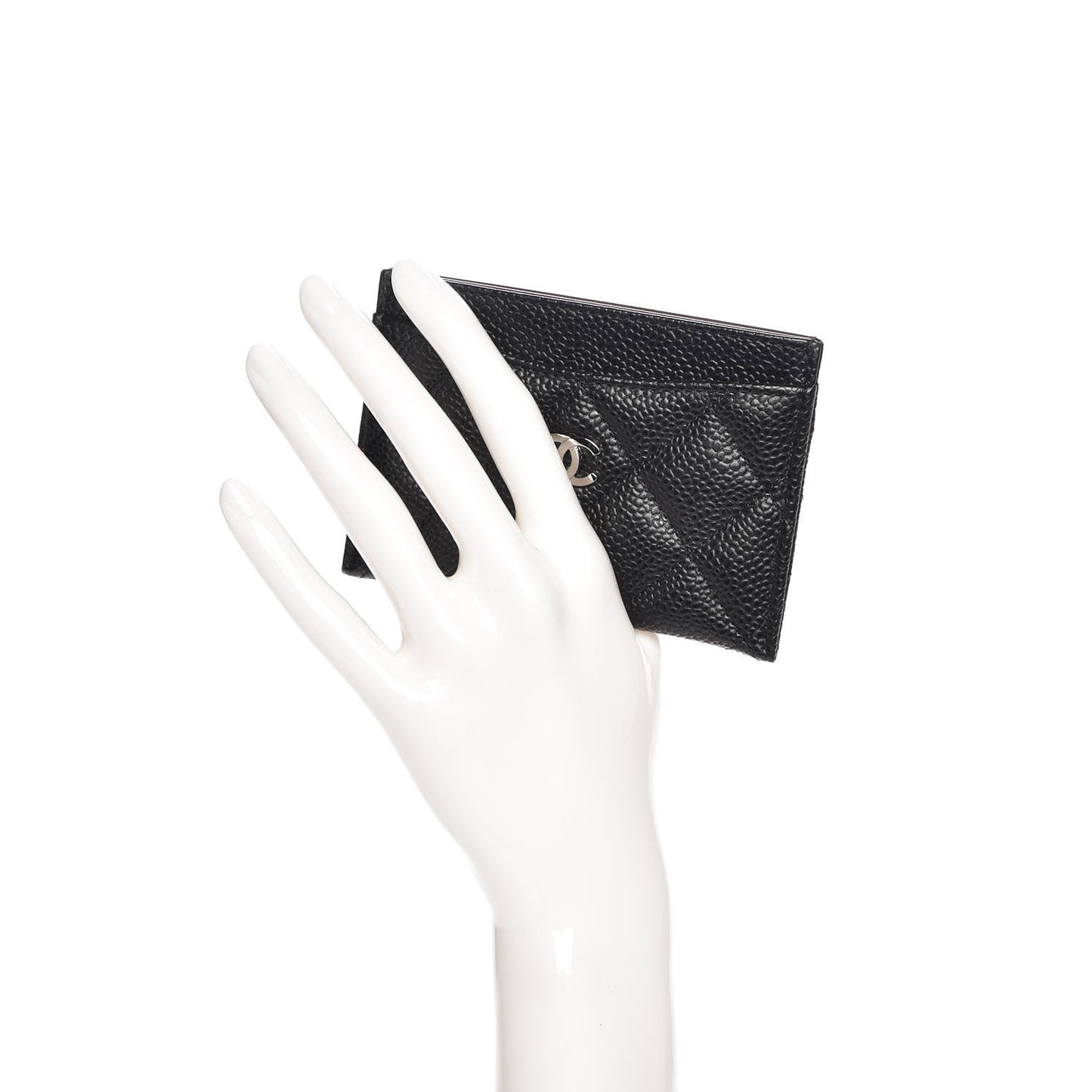 Caviar Quilted Card Holder Black