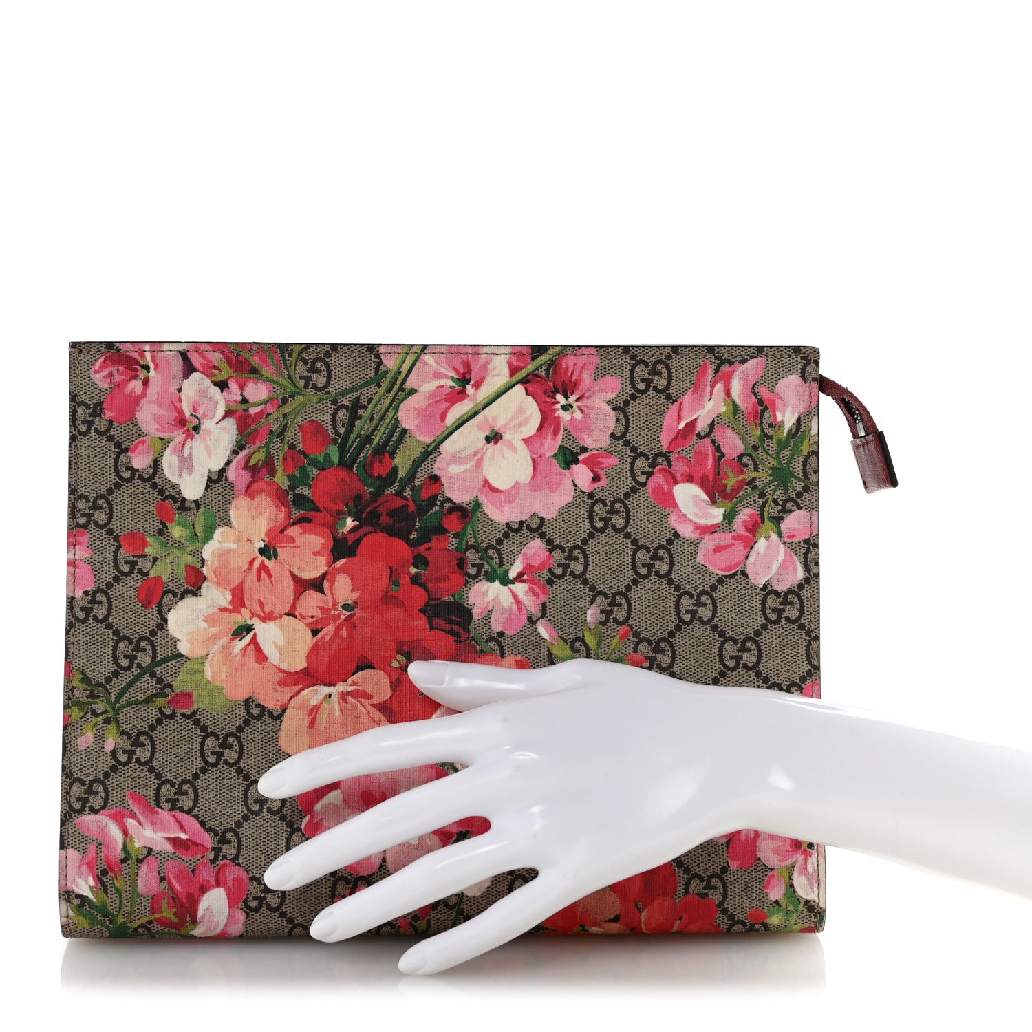 Gucci GG Supreme Monogram Blooms Large Cosmetic Case Beige Multicolor Dry Rose 2 of 10