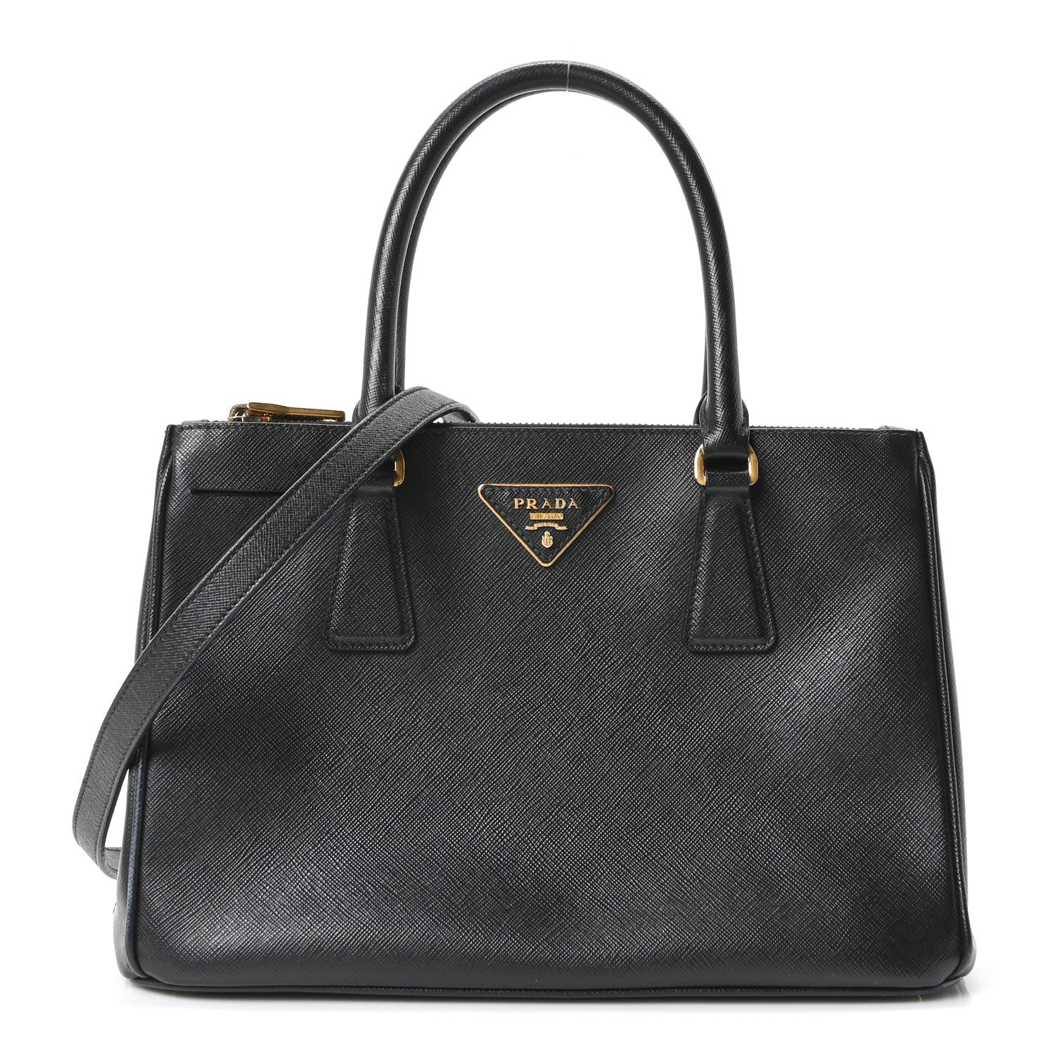 Prada Saffiano Small Galleria Double Zip Tote Black 1 of 9