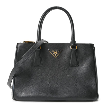Prada Saffiano Small Galleria Double Zip Tote Black 1 of 9