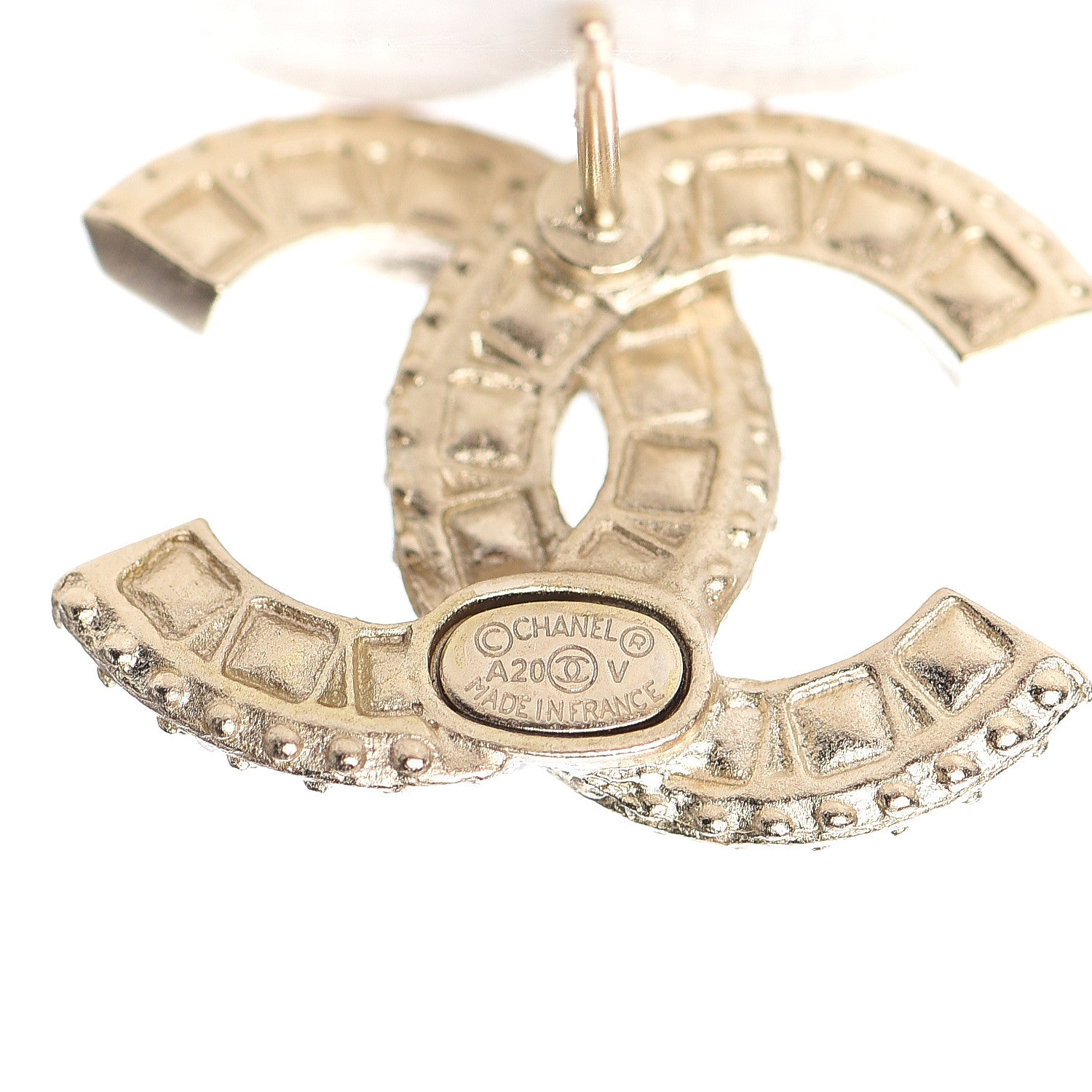 Chanel Crystal Textured CC Earrings Gold 4 of 5