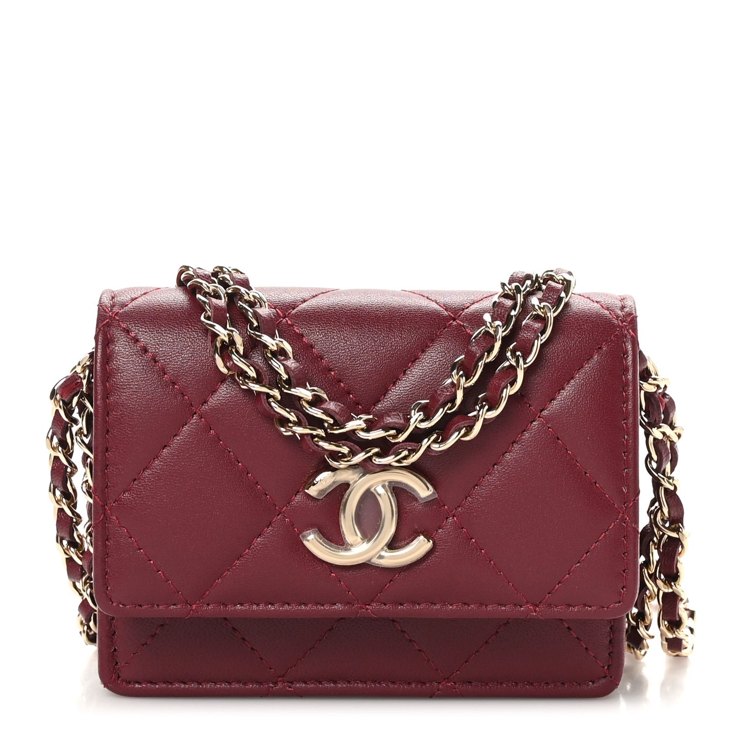 Lambskin Quilted Mini Flap With Chain Burgundy