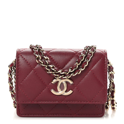 Chanel Lambskin Quilted Mini Flap With Chain Burgundy 1 of 13