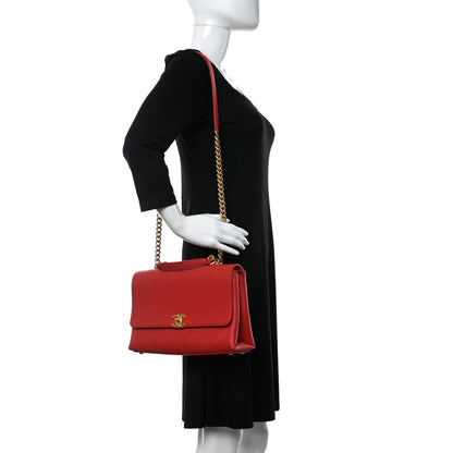 Chanel Grained Calfskin Stitched Flap Red 3 of 21