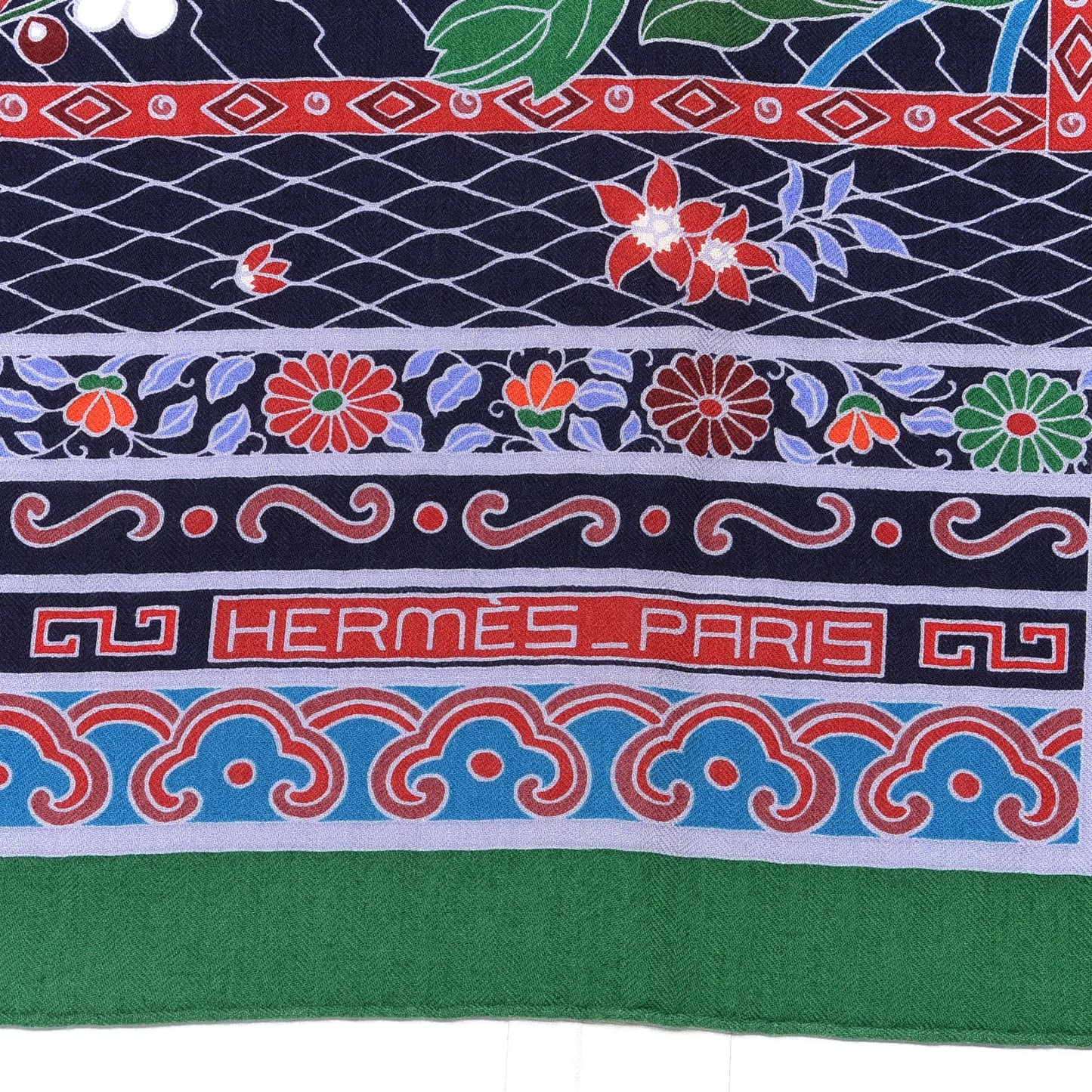 Cashmere Silk Collections Shawl 140 Emeraude Parme White