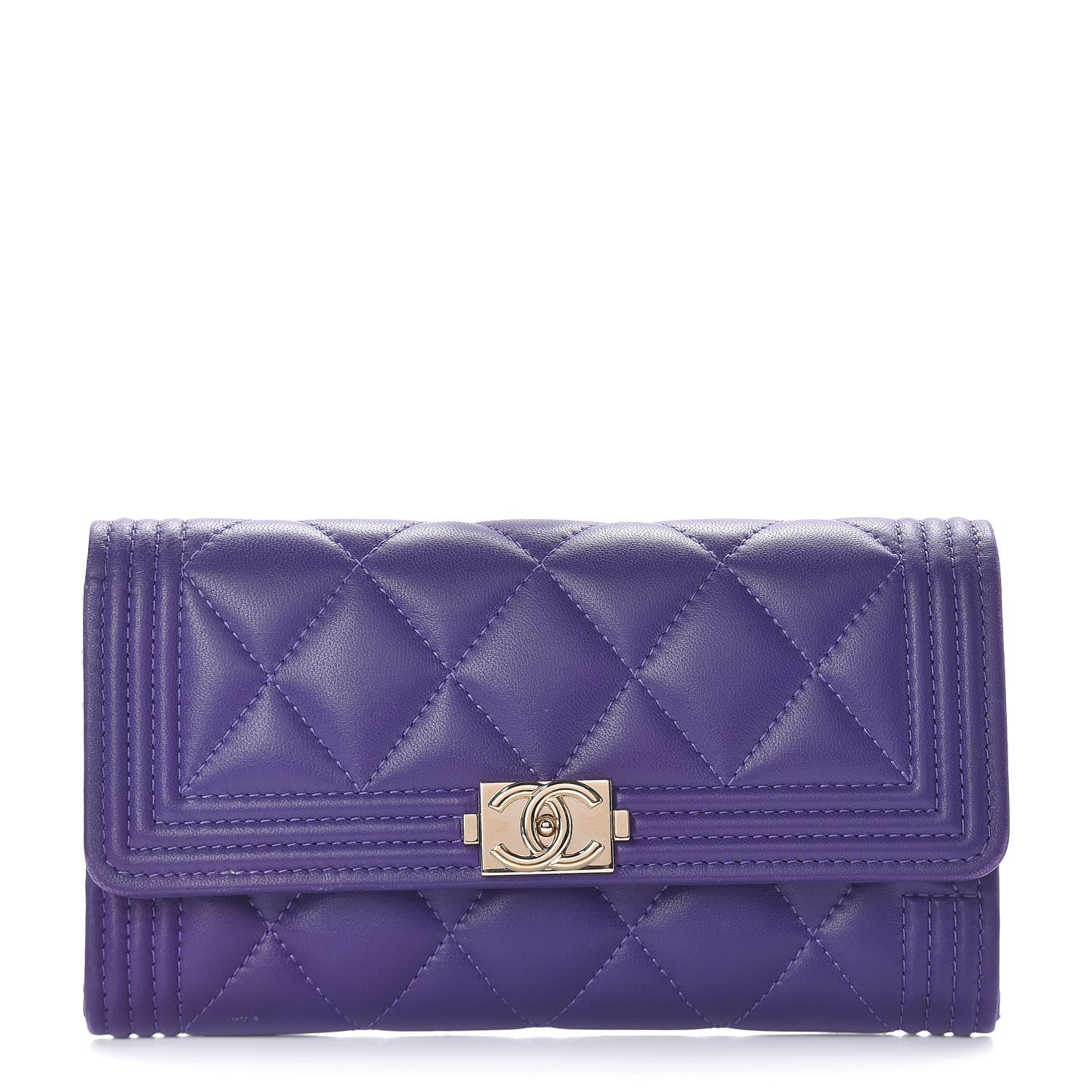 Chanel Lambskin Quilted Medium Boy Flap Wallet Purple 1 of 15