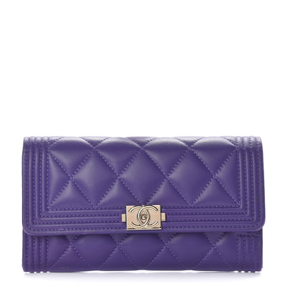 Chanel Lambskin Quilted Medium Boy Flap Wallet Purple 1 of 15