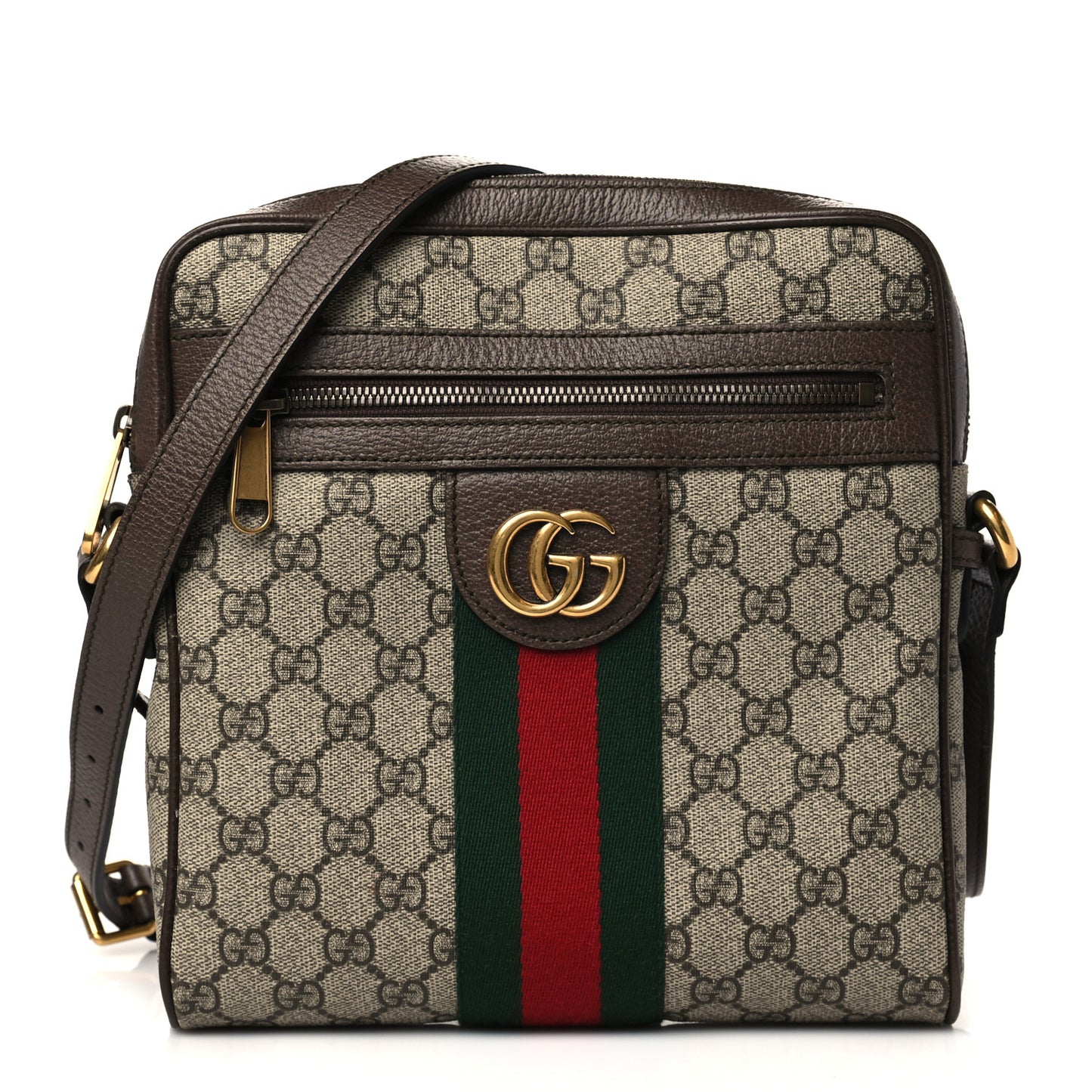 GG Supreme Monogram Web Small Ophidia Messenger Bag Brown