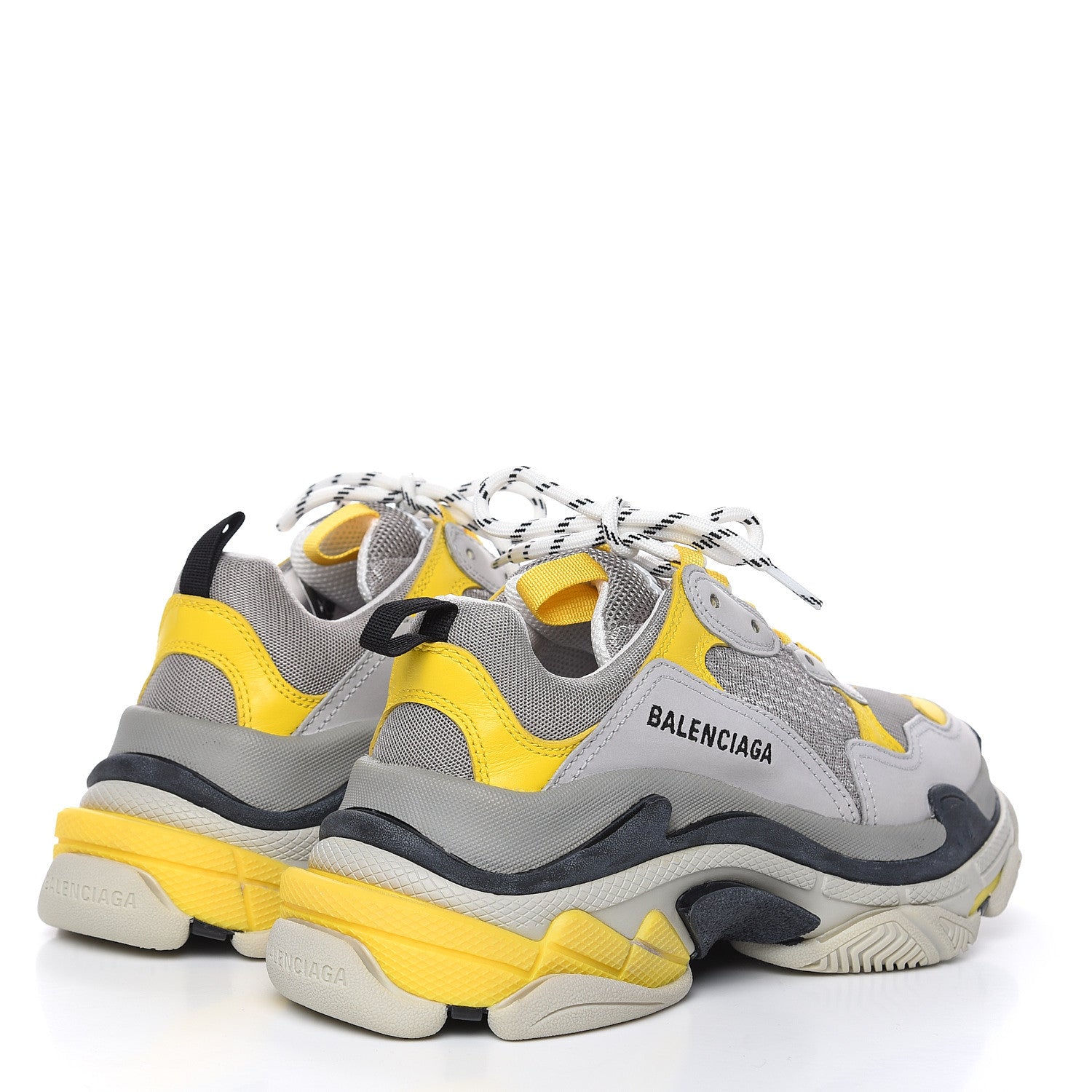 Balenciaga Fabric Mesh Womens Triple S Sneakers 38 Yellow Grey White 4 of 6