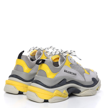 Balenciaga Fabric Mesh Womens Triple S Sneakers 38 Yellow Grey White 4 of 6