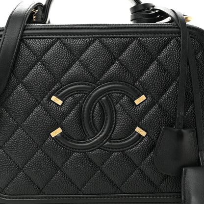 Chanel Caviar Quilted Medium CC Filigree Vanity Case Black 8 of 10