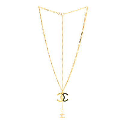 Chanel Metal Enamel CC Chain Necklace Pendant Gold Black 3 of 6