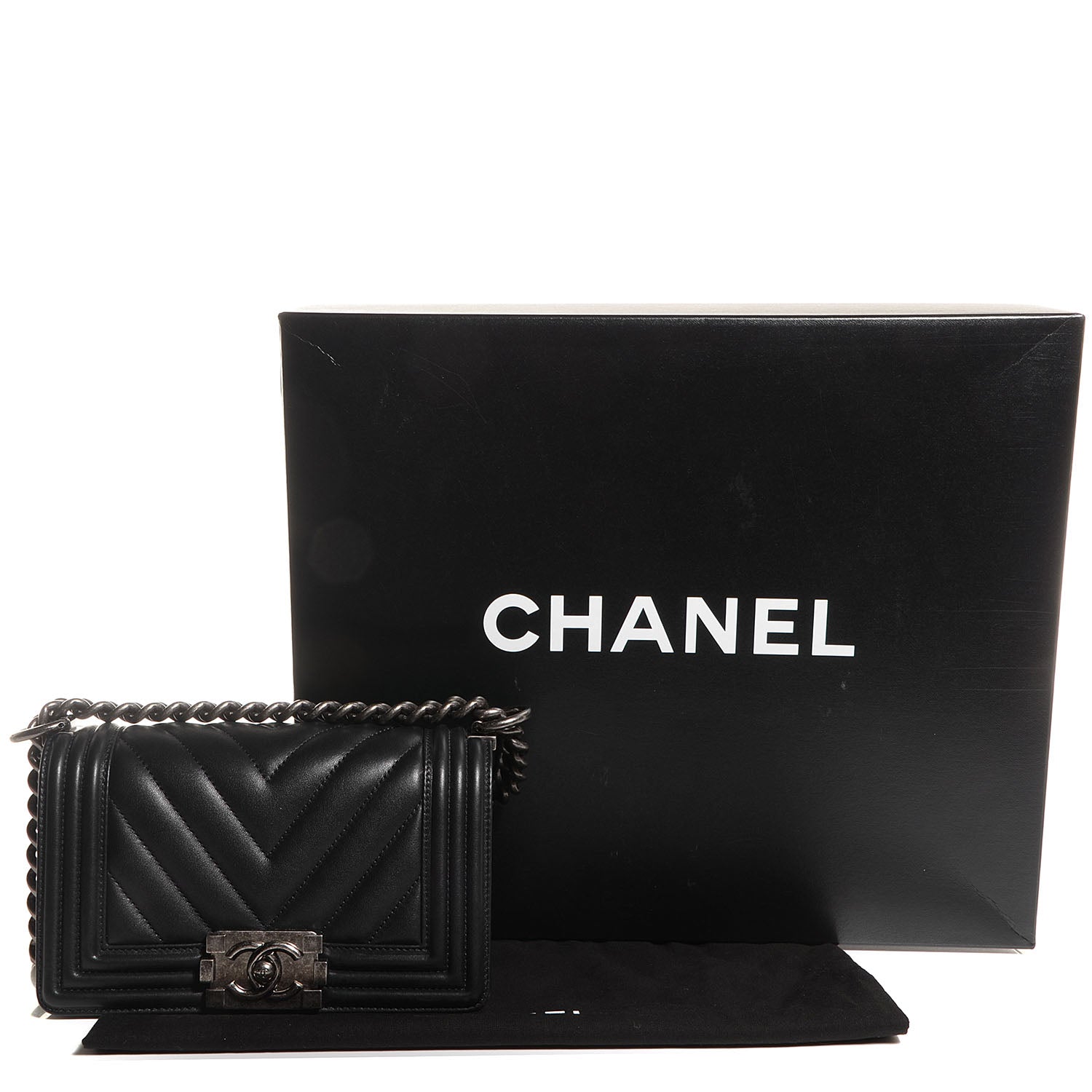 Chanel Calfskin Chevron Quilted Small Boy Flap Black 5 of 10